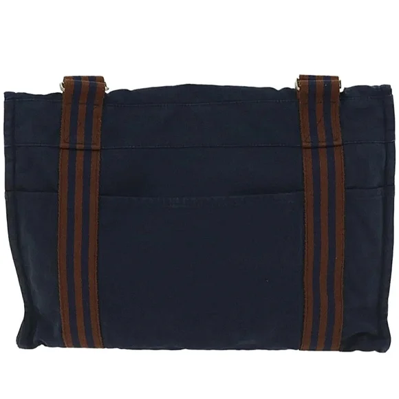 Hermes Navy Blue and Brown Canvas Messenger Bag - Picture 2 of 10